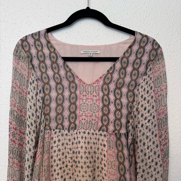 Rebecca Minkoff Women's Pink Blush Redland Dress Topanga Canyon Print Sz. Medium - Picture 7 of 9